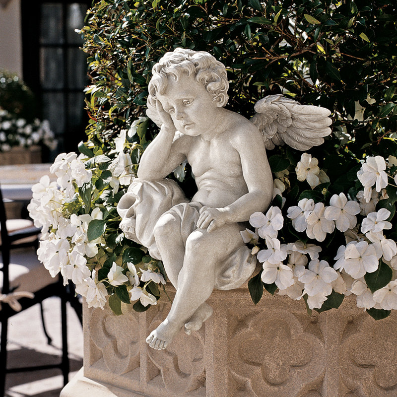 Mourning Mortality Sitting Cherub Statue