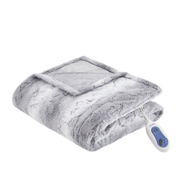 Jeté en fausse fourrure surdimensionné Beautyrest Zuri, Imprimé animal gris
