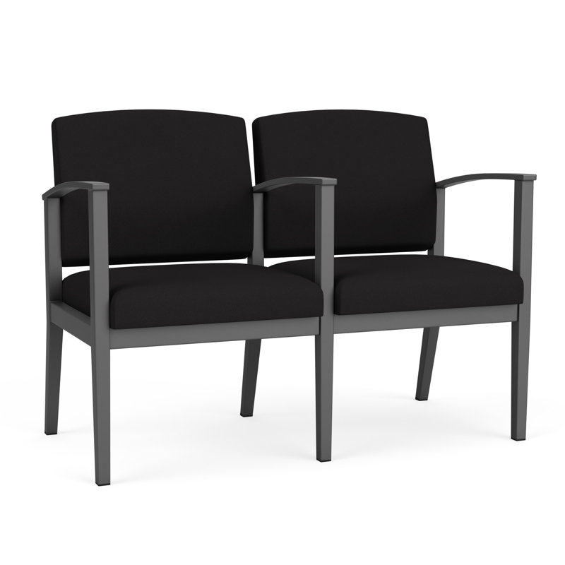Structure en métal à 2 sièges Amherst, Portes ouvertes en tissu noir, Gris anthracite
