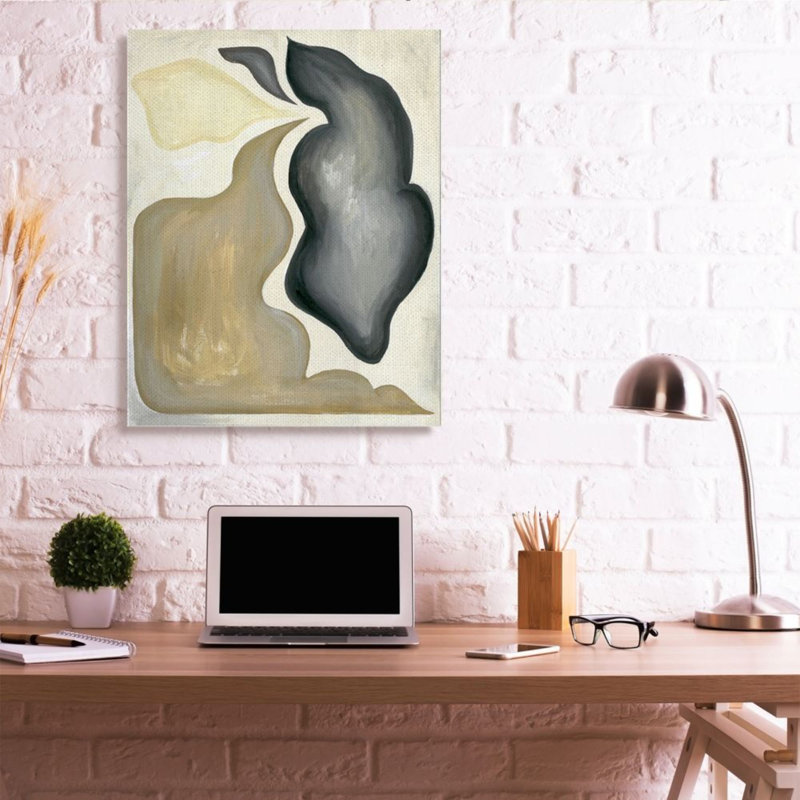 Impression d’art graphique de forme fluide et de silhouette abstraite brune noire par Daphné Polselli, Wrapped Canvas