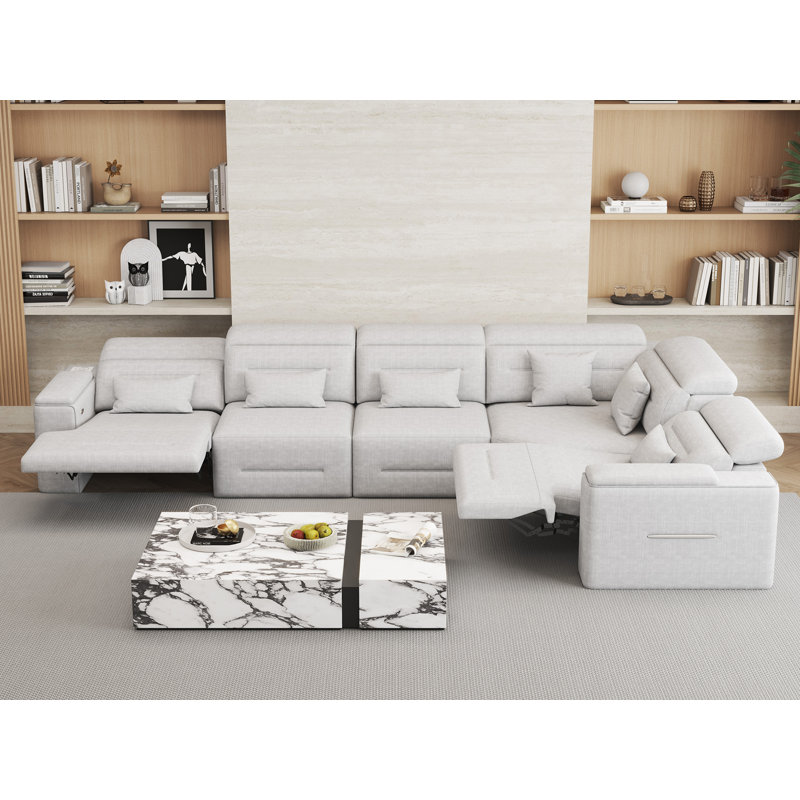 Ensemble de canapé modulaire inclinable électrique avec repose-tête réglable, haut-parleurs Bluetooth, console de chargement et de rangement sans fil