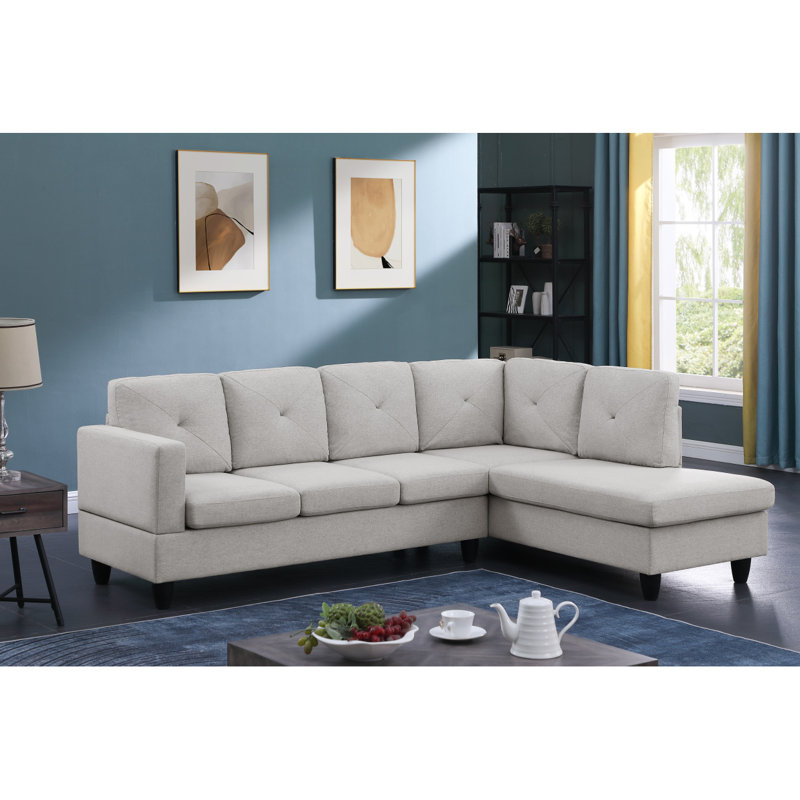 Canapé modulaire en lin 96 po avec méridienne Modern Santiago