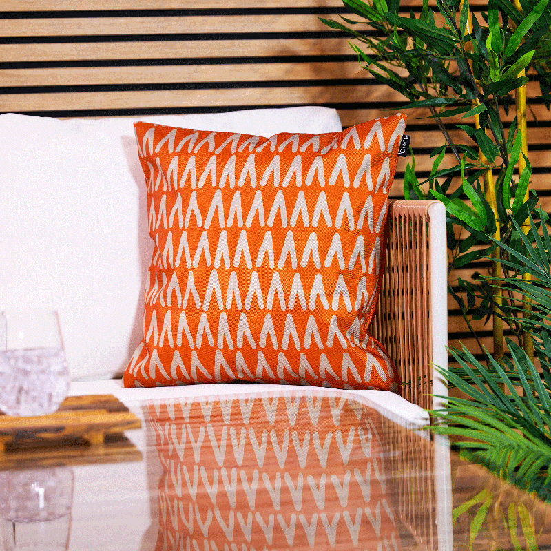 Stripe Indoor-Outdoor Cushions, Orange/Beige