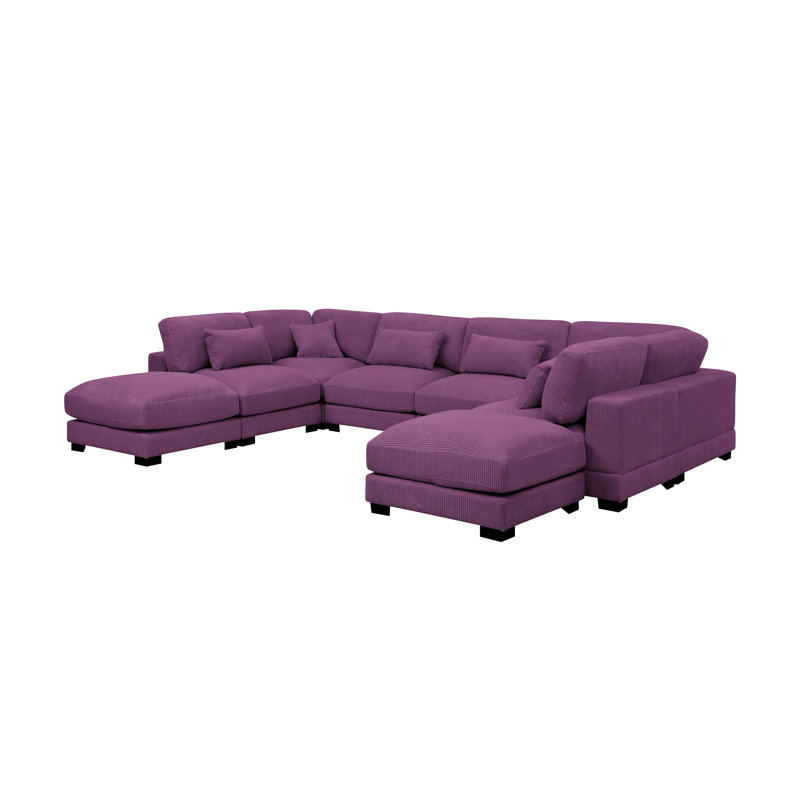 Chrisley Modular Corduroy Sectional, Purple Corduroy