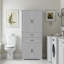 Armoire de rangement autoportante 72,6 po avec 2 tiroirs, 2 armoires et 6 tablettes derrière la porte-1720135815