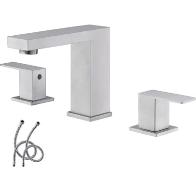 Brushed Nickel 2-Handle 3-Hole Bathroom Sink Faucet with Honeycomb Aerator