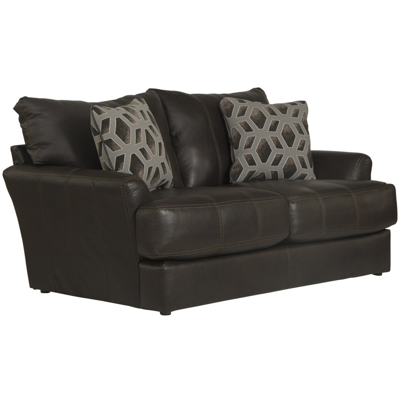 Ciriaca Italian Leather Match Sofa, Brown Leather Match, 37" H x 68" W x 45" D