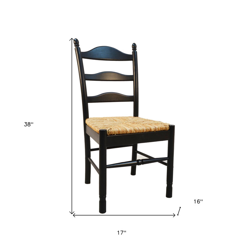 Chaise d'appoint de salle à manger en paille et bois noir, Noir
