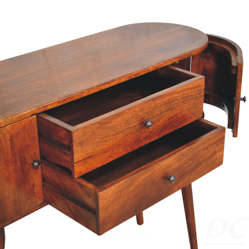 Solid Wood Grove Console Table, 2-Drawers, 2-Storage, Chestnut, Brown, Table