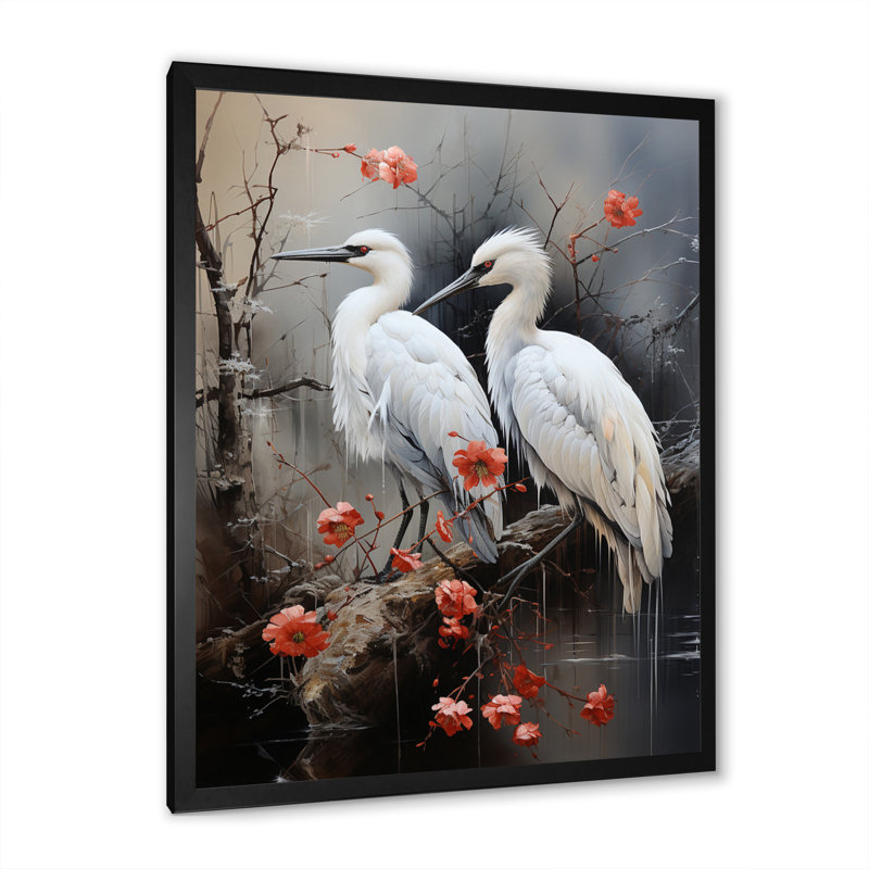 «Japon Art Harmony Of Crane II», reproduction d'art sur toile, H 20 po x l 12 po x P 1 po, Cadre photo noir