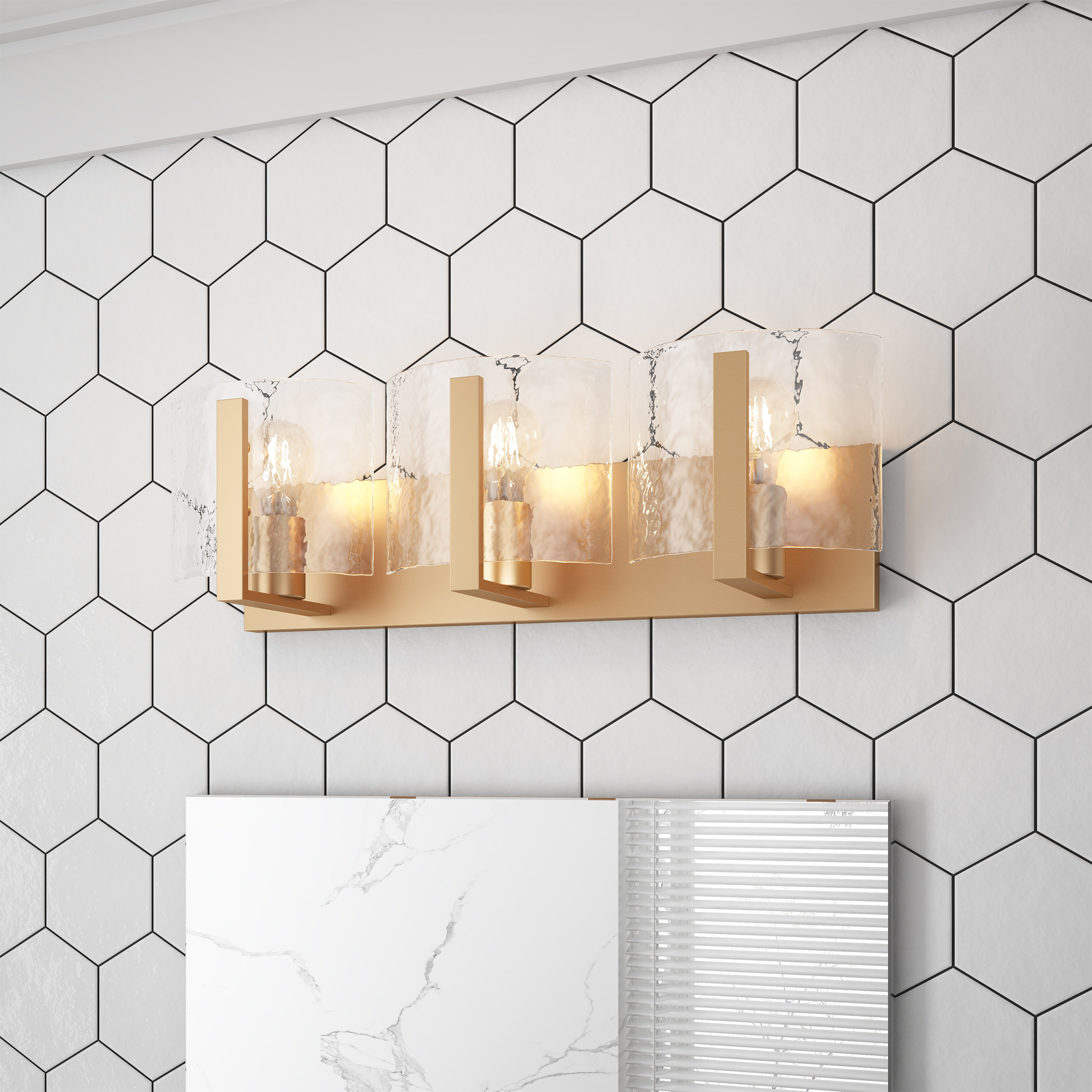 Mercer41 3-Light Modern Bathroom Light Fixtures Glass Pieces Dimmable ...