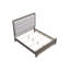 Grand lit moderne avec tête de lit capitonnée horizontale, toile de jute brune et lumières à DEL, aucun sommier requis pour la configuration de la chambre à coucher