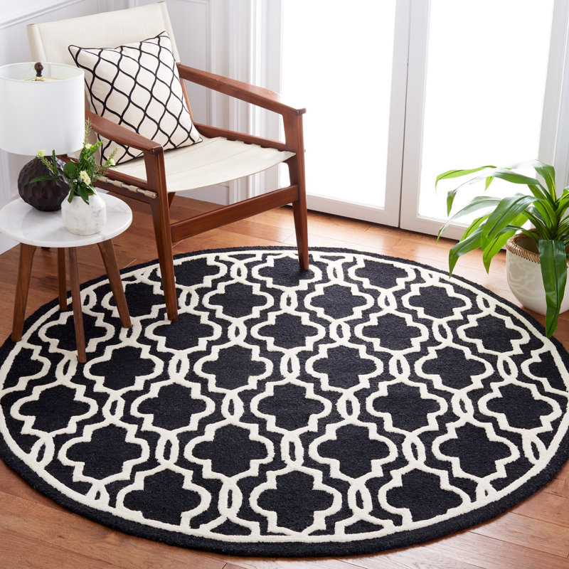 Cannen Hand Tufted Wool Geometric Rug, Round 6'