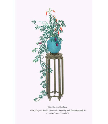 Mube, Oniyuri, And Susuki (Stauntonia, Tiger Lily, And Flowering Grass) by Josiah Conder - Unframed Print
