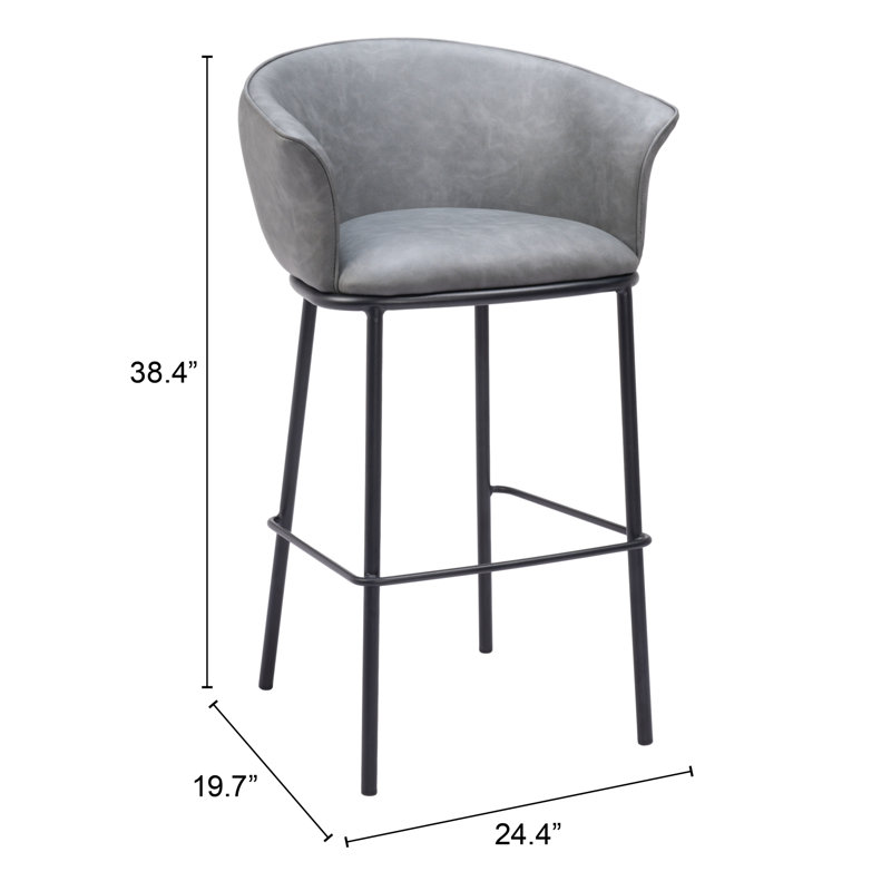 Garston Upholstered Barstool, Gray