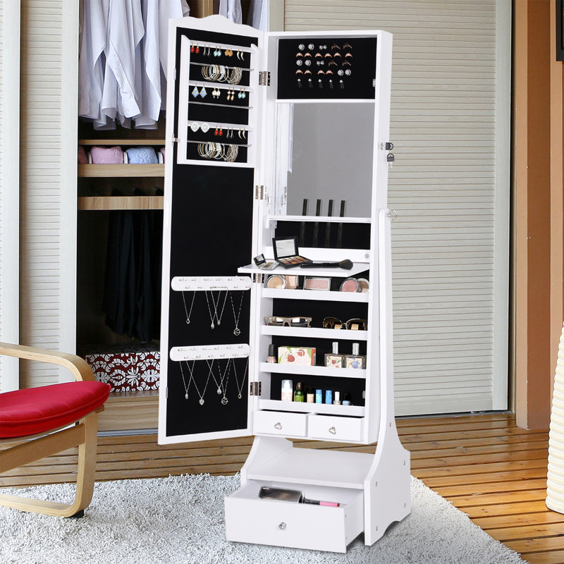 Armoire pour bijoux avec miroir autoportante