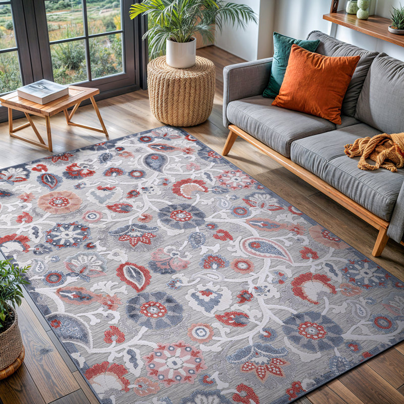 Tapis floral intérieur / extérieur, Rectangle de 10 pi x 14 pi