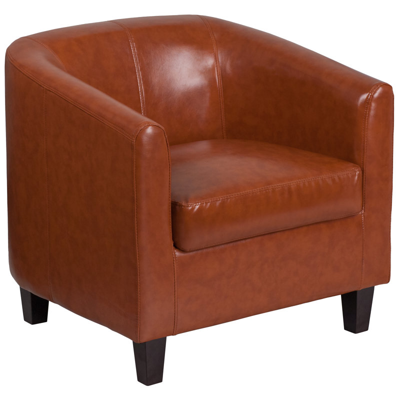 Faux Leather Armchair, Cognac Leather