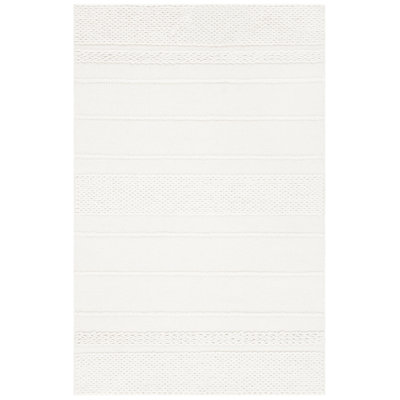 Tapis naturel rayé en laine / coton tissé à plat à la main Brookneal