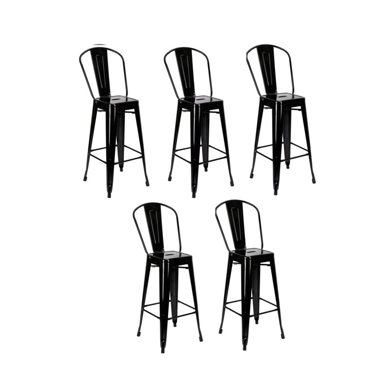 Tabouret de bar en métal Hi Chivari, Noir, noir, noir, noir
