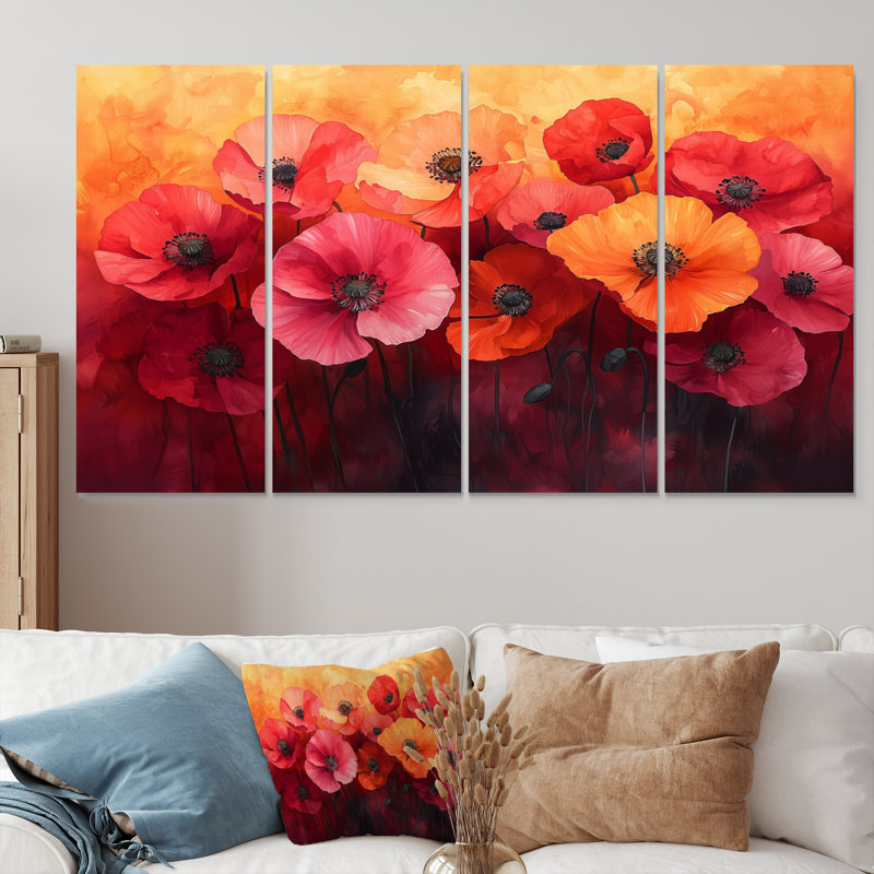 Ketcham - coquelicots - art mural traditionnel, 4, H 28 po x l 48 po