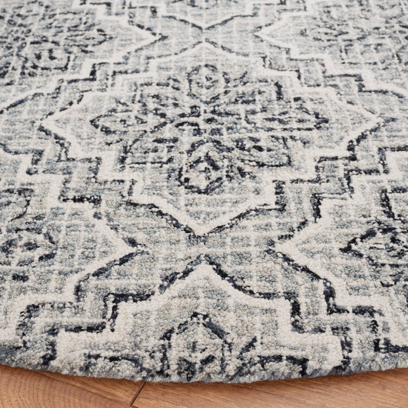 Abstract Hand Tufted Wool, Cotton Geometric Rug, Round 6'