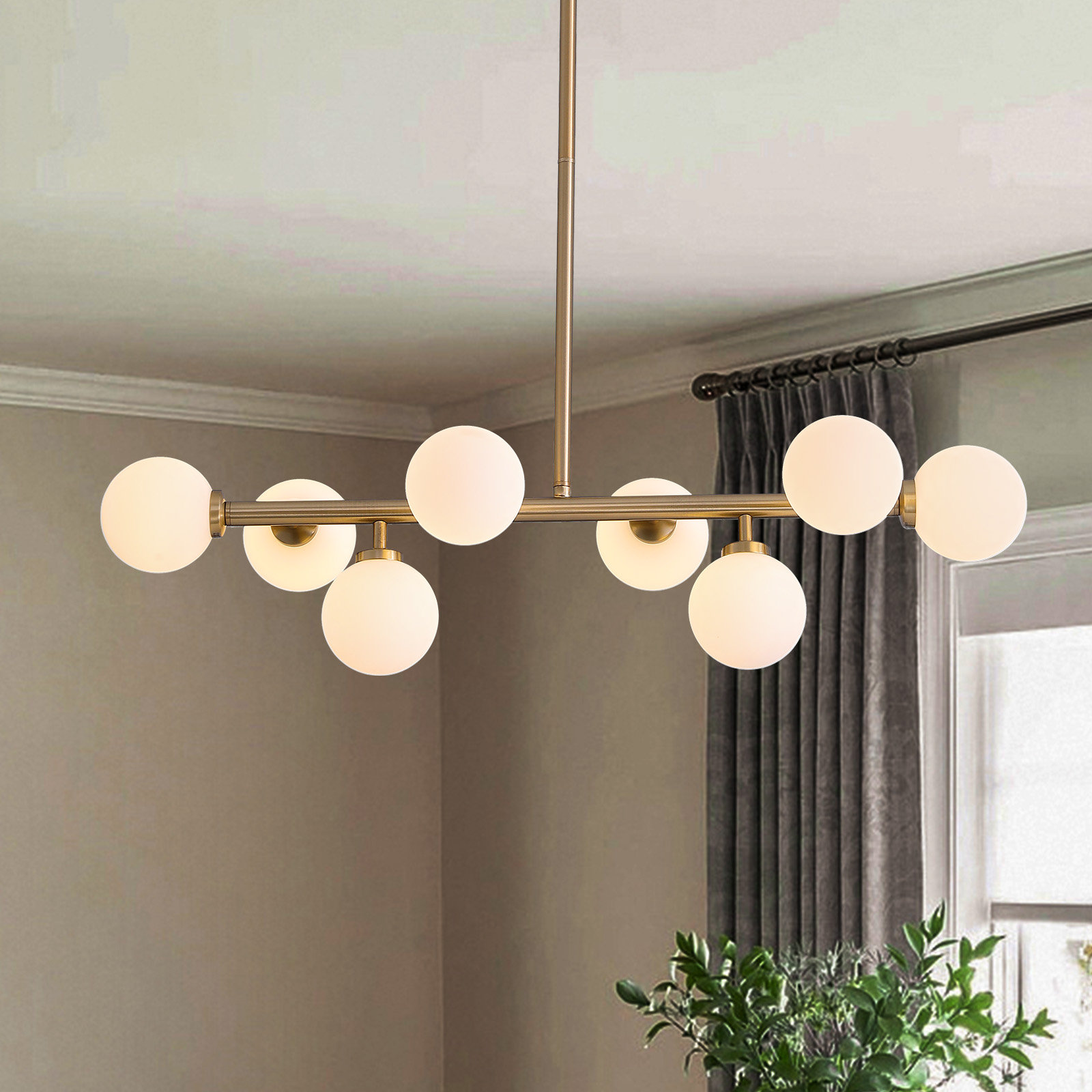Jewellia 8 - Light Dimmable Sputnik Modern Linear Chandelier