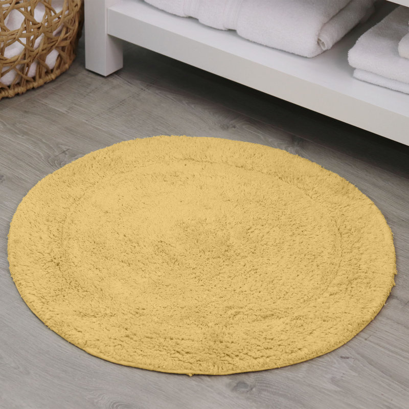 Tapis de salle de bain, Jaune, Rond 30 po