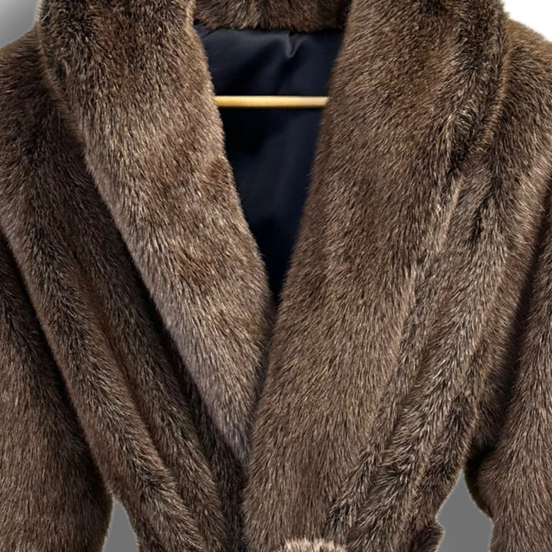 Manteau de luxe en vison brun, S/M, Brun
