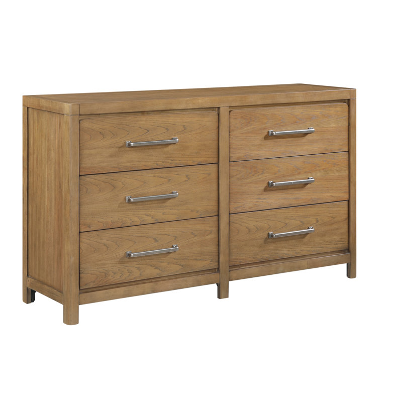 Commode de chambre à coucher à 6 tiroirs brun clair
