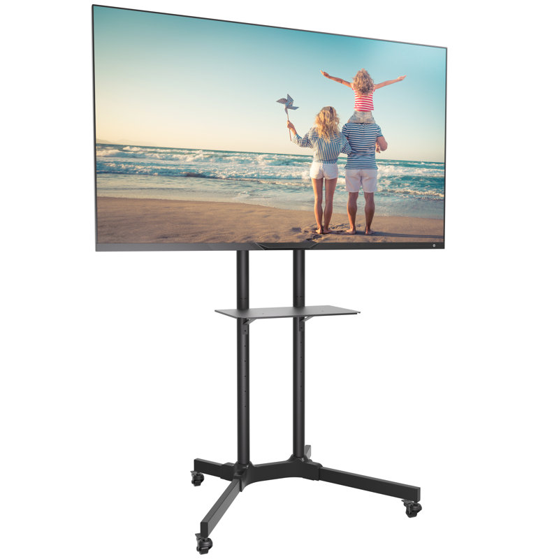 Meuble télé à roulettes ProMount Premium avec support et tablette réglable pour téléviseur de 32 à 72 po, peut supporter jusqu'à 110 lb