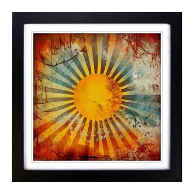 Sun Grunge Art - Framed Print