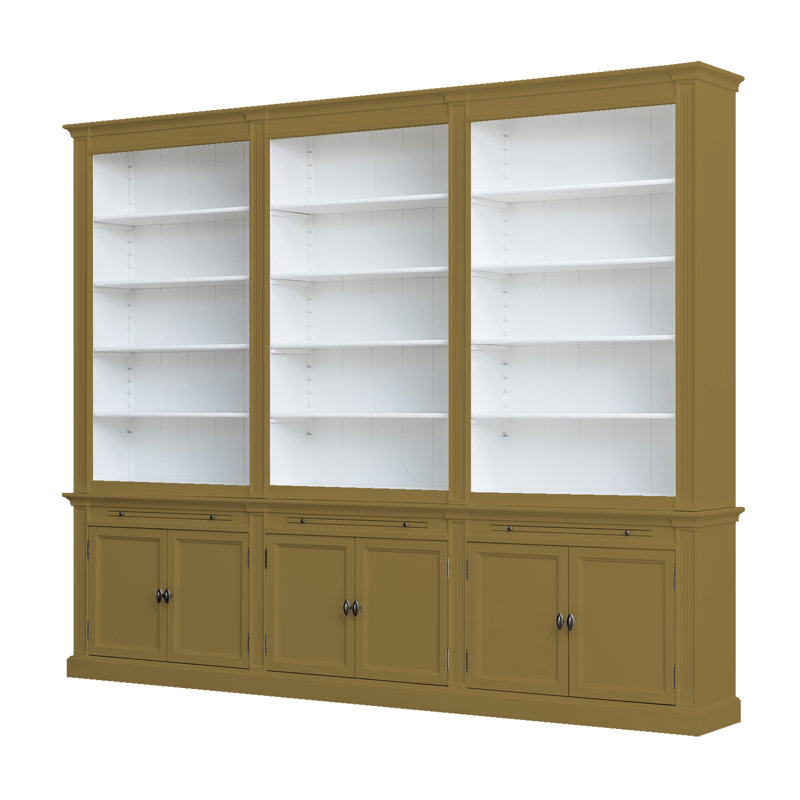 Bodee 240cm H x 300cm W Library Bookcase, Green/Brown