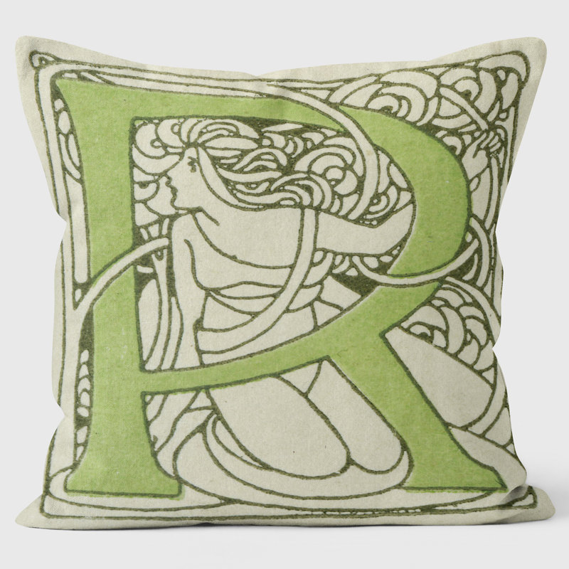 Art Nouveau Alphabet "R" Cushion