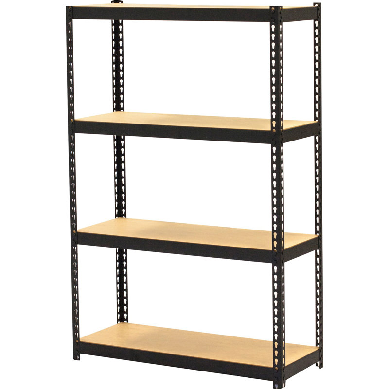 Narrow Black Steel Riveted Shelving Unit 30"x12"x48"