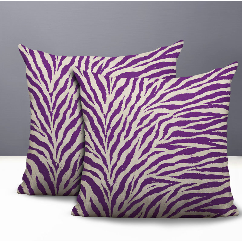 Oreiller réversible Jay Zebra, 18x18, Purple