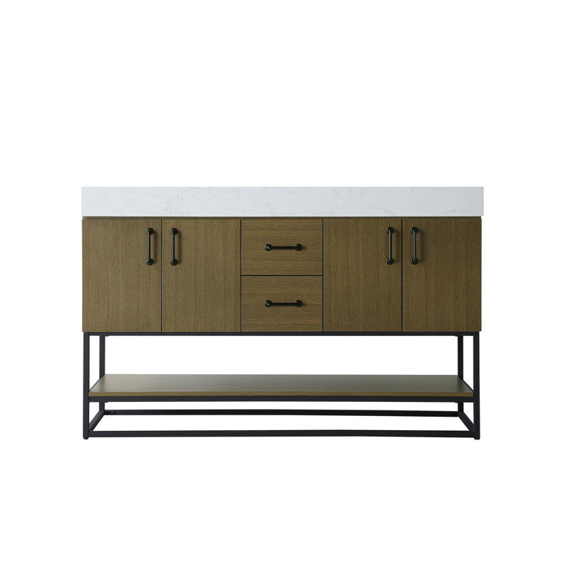 Meuble-lavabo double 54 po, Brun châtaigne