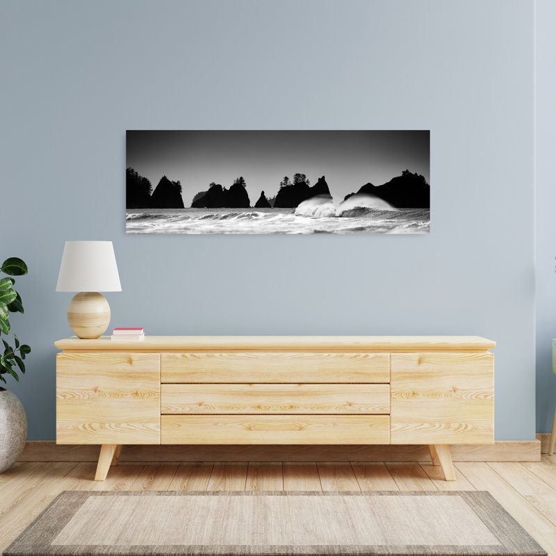 «Dramatic Coastal Silhouettes», art dramatique côtier abstrait serein, H 48 po x l 16 po