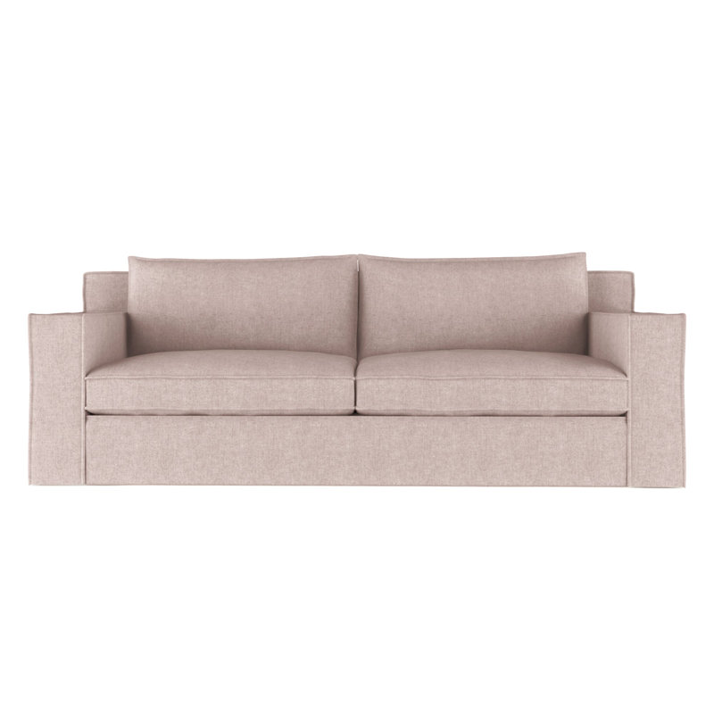 Mulberry Square Track-Arm Sofa with Flange Seam, Box Weave Linen Silver Streak, 33" H x 96" W x 45" D, Weathered