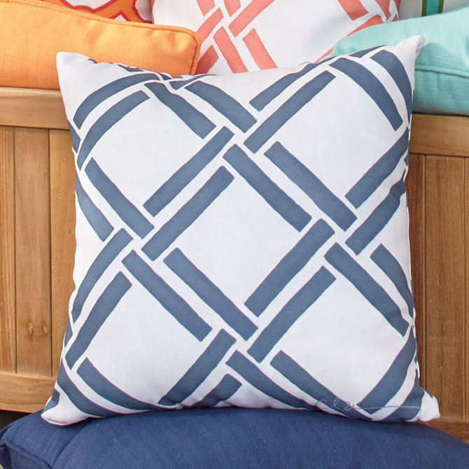 Geometric Reversible Throw Pillow, 18" x 18", Navy