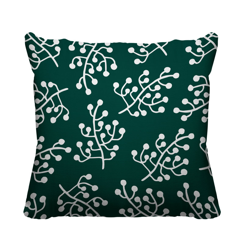 Coussin intérieur / extérieur Charis Wild Flower, 17 po x 17 po, Émeraude, Carré