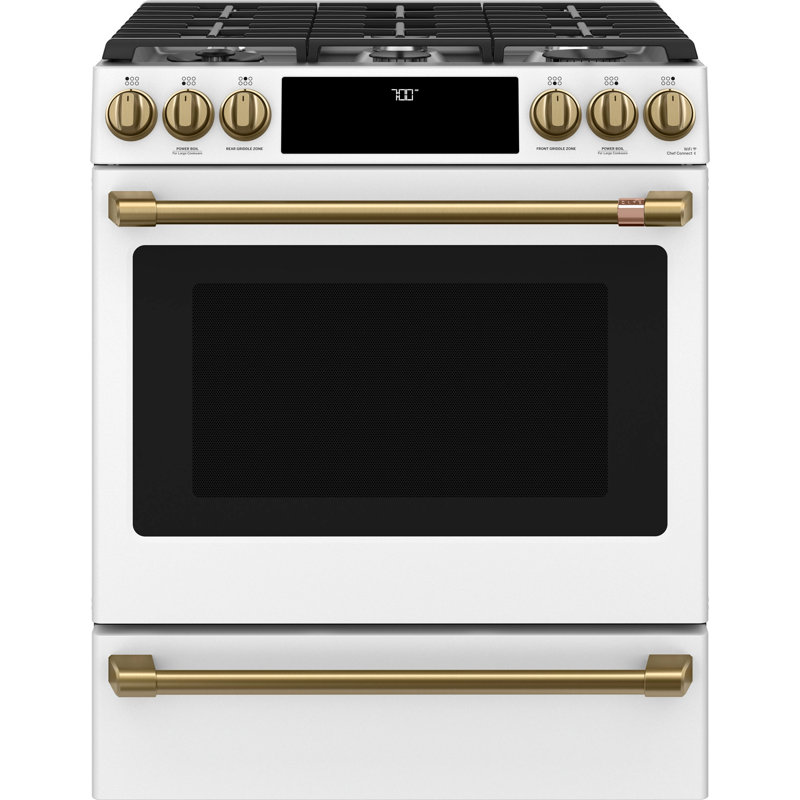 Front Control Gas Range Handle Kit, Brushed Brass