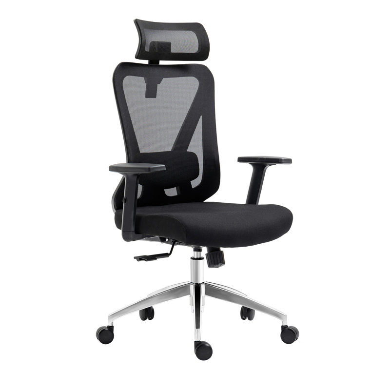 Chaise de bureau en maille avec appui-tête et soutien lombaire vraiment ergonomique, noir