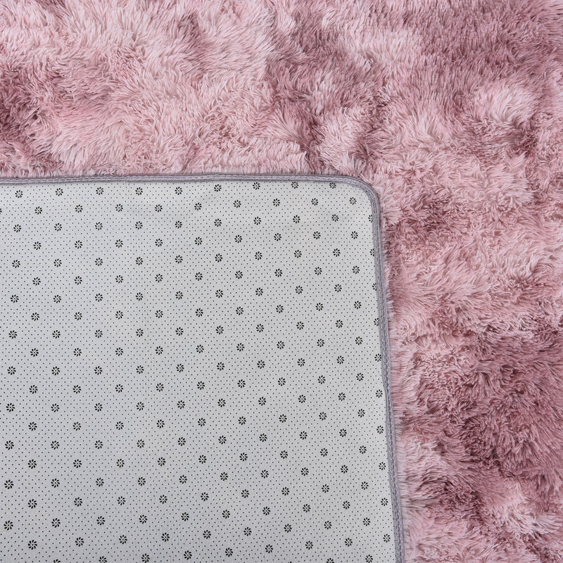 Tapis rose à poils longs Darric, Rectangle 6 pi 6 po x 9 pi