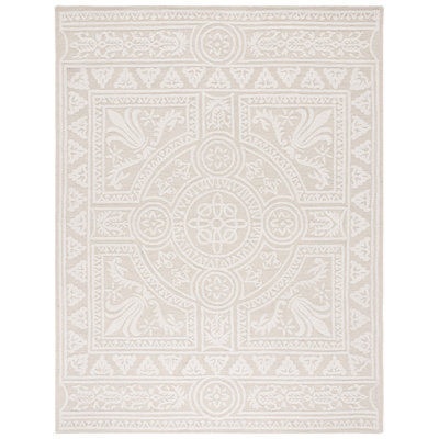 Ferrera Floral Handmade Tufted Wool Light Gray/Ivory Area Rug