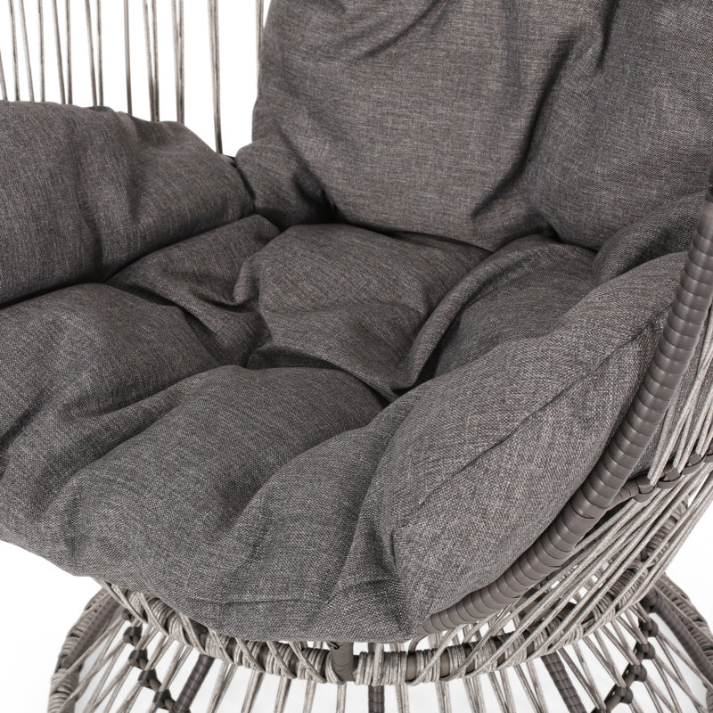 Chaise de patio pivotante avec coussins, Gris foncé / gris et taupe
