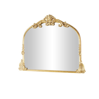 Audranna Gold Metal Scroll Tall Ornate Arched Baroque Room Floor Mirror, 28" x 1" x 48"