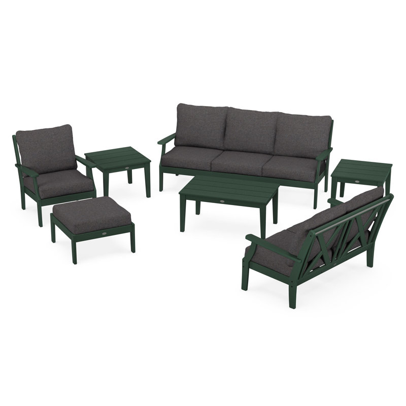 Braxton 7-Piece Deep Seating Set, Ash Charcoal, Green