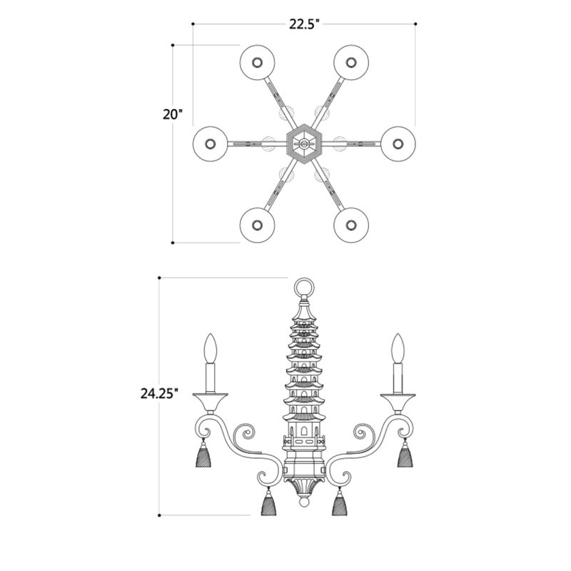 Pagoda Pink Chandelier