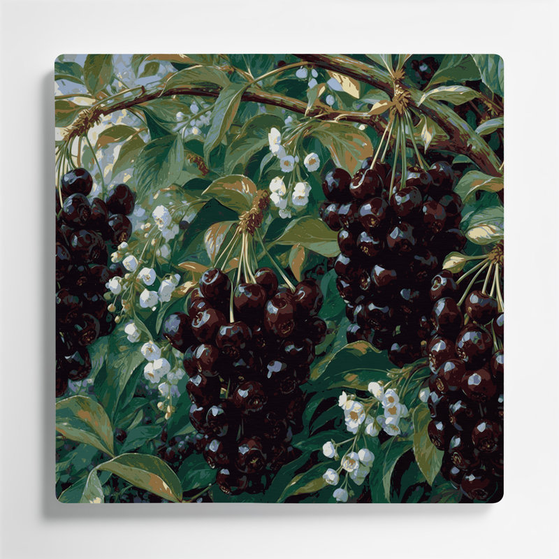 Art mural en métal noir Fruit Chokecherry, H 12 po x l 12 po
